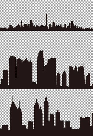 黑色城市建筑剪影图片