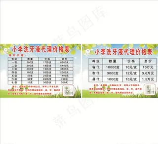 价格表图片