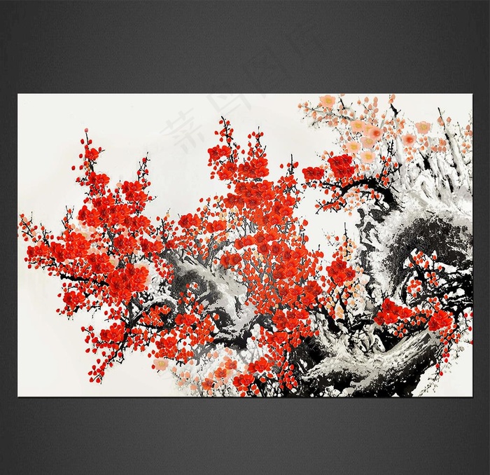 国画梅花图片(10630X7087(DPI:300))psd模版下载