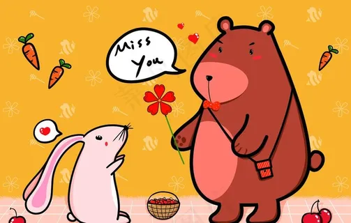 卡通地毯熊和兔子图片