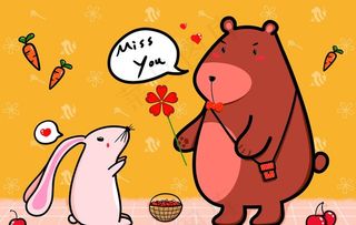 卡通地毯熊和兔子图片