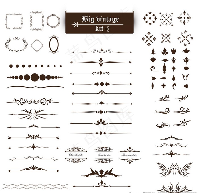 复古抽象欧式花纹装饰边框标题框图片