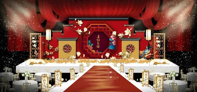 中式奢华复古婚礼效果图图片