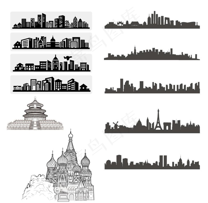 矢量建筑图片ai矢量模版下载