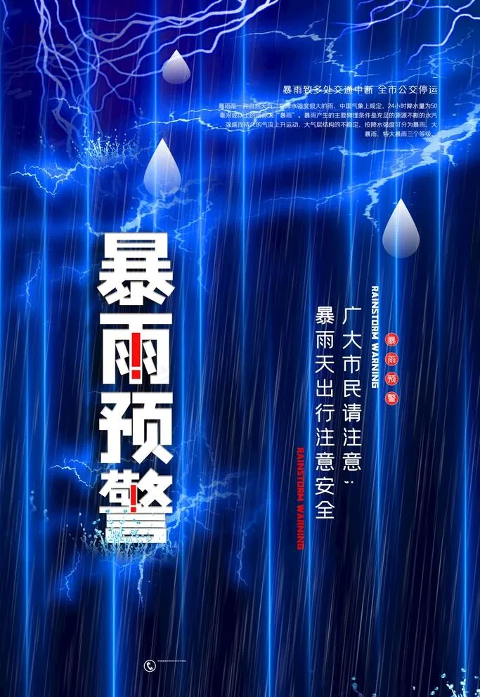 暴雨预警图片(3543X5315(DPI:300))psd模版下载