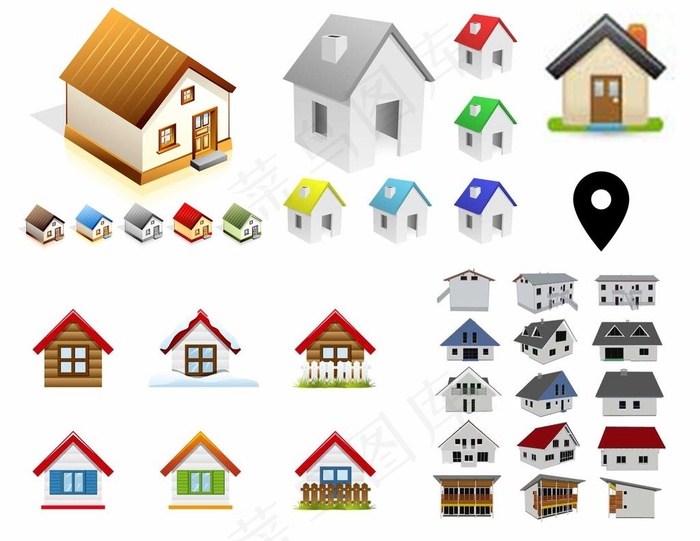 小房子矢量图标图片