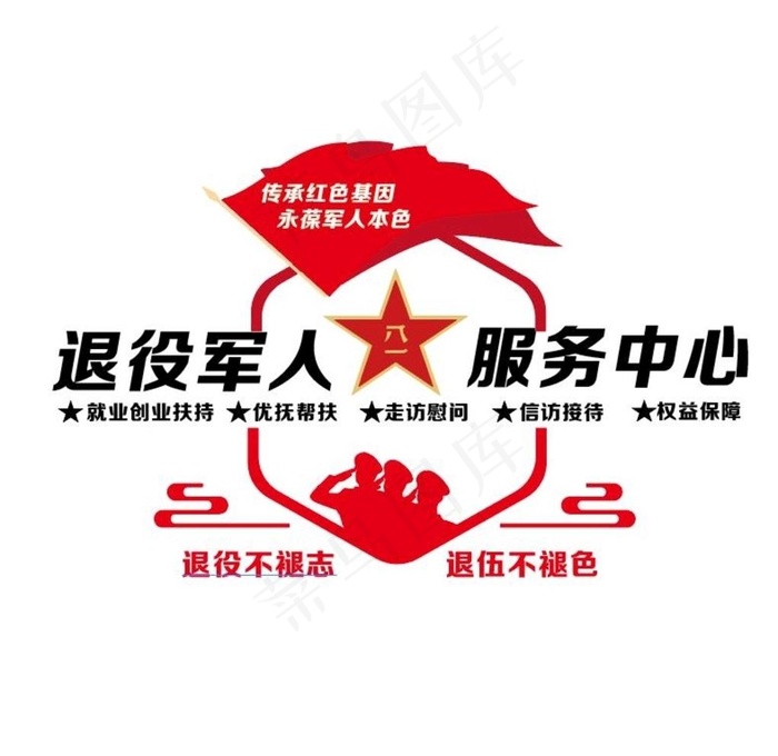 退役军人服务中心形象墙图片ai矢量模版下载
