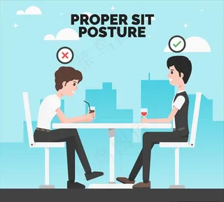 正确和糟糕的男性坐姿图片