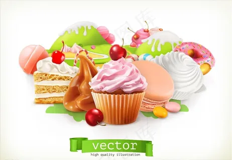 美味甜品美食卡通矢量素材图片 美味甜品美食卡通矢量素材图片