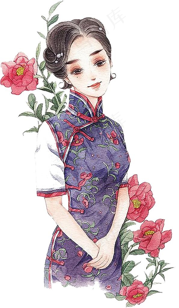 古典美女图片psd模版下载