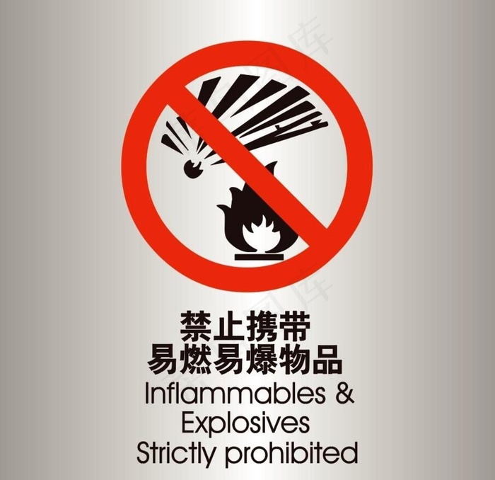 禁止携带易燃易爆品提示告示图片ai矢量模版下载