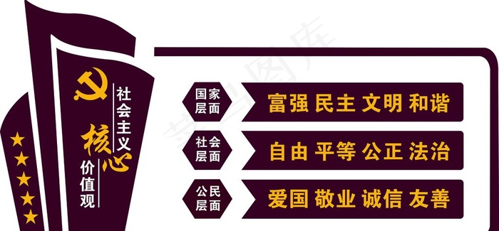 文化墙 核心价值观 党建图片cdr矢量模版下载