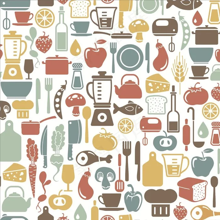 卡通厨房元素图片cdr矢量模版下载