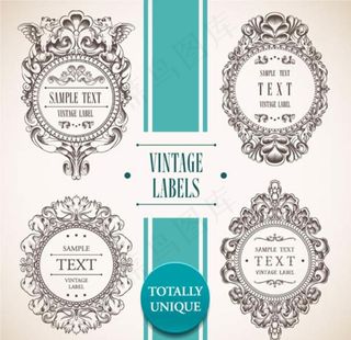 欧式复古花纹图案 边框贺卡图片