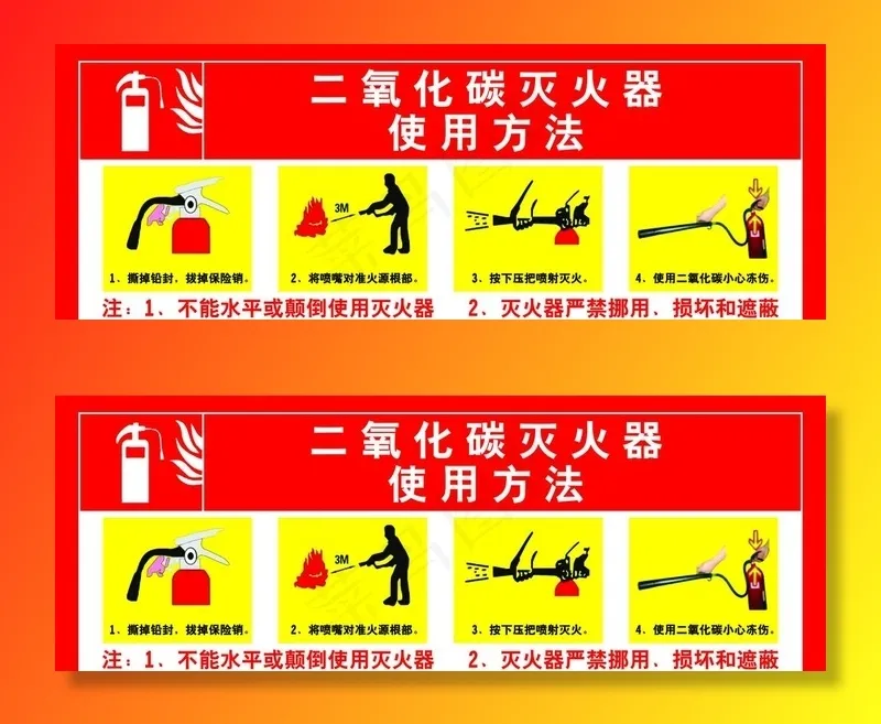 二氧化碳灭火器使用方法图片psd模版下载