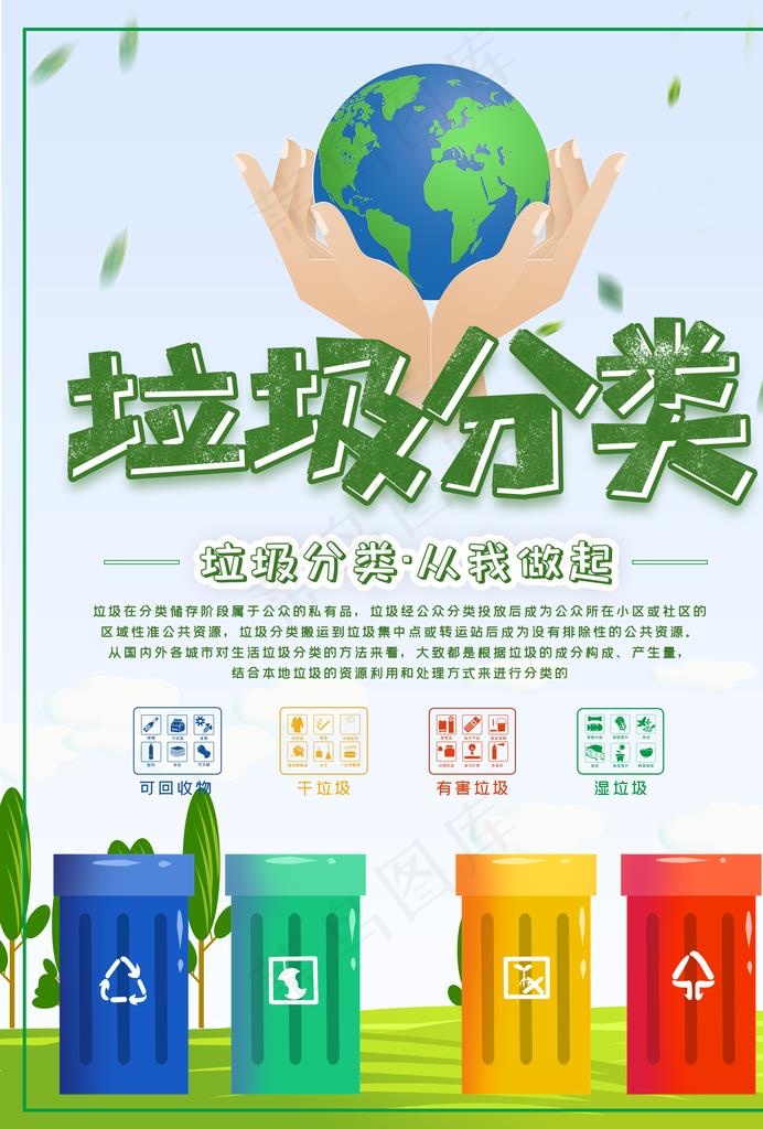 垃圾分类图片(2480X3508(DPI:300))psd模版下载