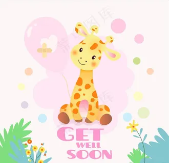 卡通长颈鹿图片