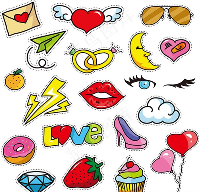 时尚手绘贴标图片