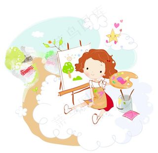 卡通儿童画画图片