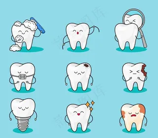 卡通牙齿图片