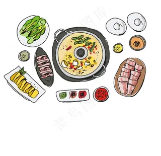 冬天食物火锅矢量图片
