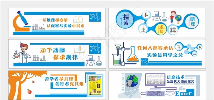 科学实验室文化布置未转曲图片cdr矢量模版下载