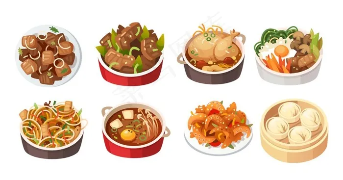 扁平化食物图片