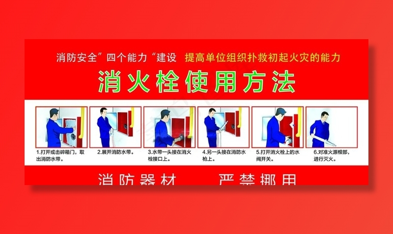 消火栓使用方法图片psd模版下载
