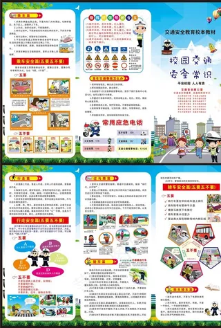 校园交通安全三折页图片