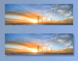 夕阳下的电网图片