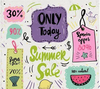 手工绘制的复古夏季销售标图片