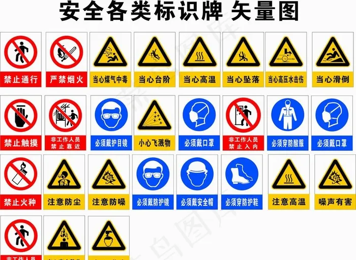 各类安全标识图片cdr矢量模版下载