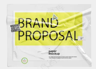 真空包装样机 褶皱海报样机图片