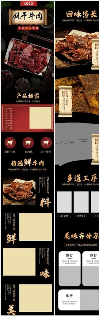 淘宝天猫美食麻辣牛肉干详情页图片(790X9247(DPI:72))psd模版下载