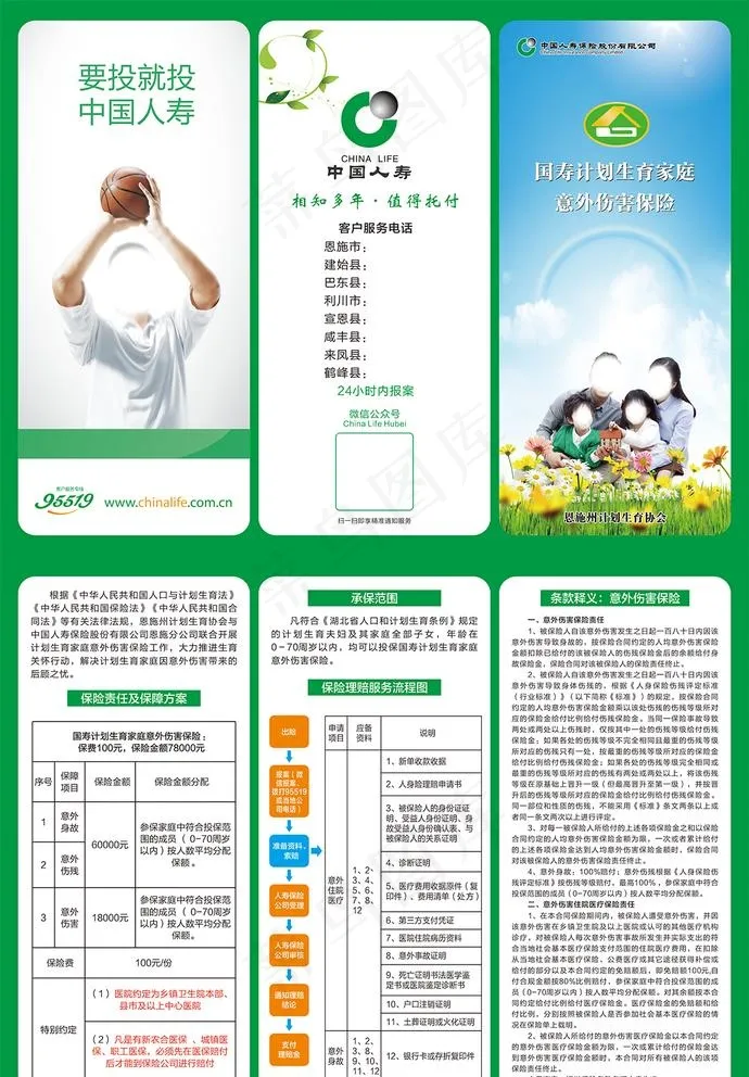 中国人寿三折页图片(291X216)cdr矢量模版下载