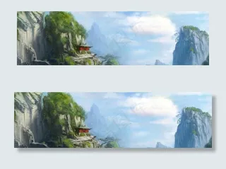 仙侠风武侠风背景banner图片