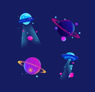 飞碟 星球 矢量素材图片