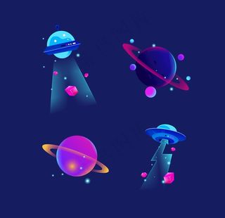 飞碟 星球 矢量素材图片