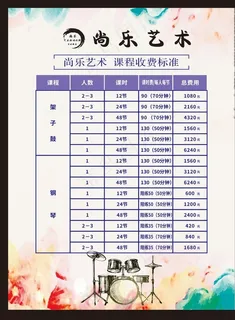 艺术培训价目表图片