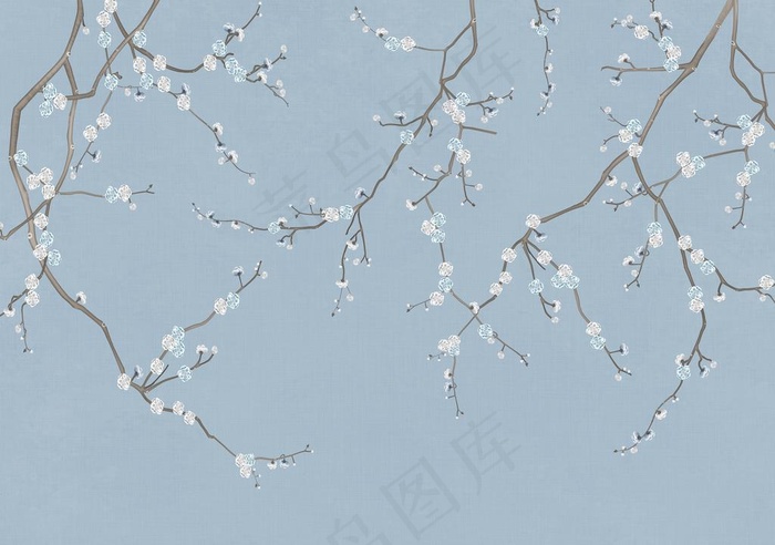 工笔花鸟背景墙装饰画图片(8504X6236(DPI:72))psd模版下载