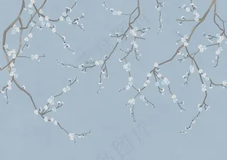 工笔花鸟背景墙装饰画图片