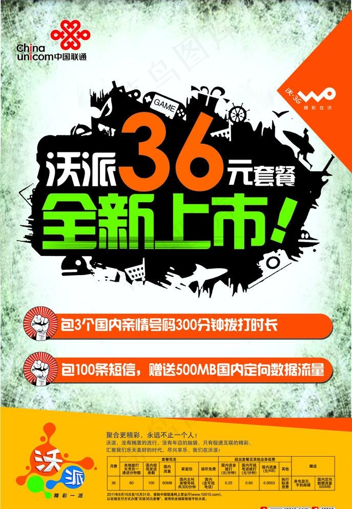 联通沃派宣传单图片(3425X5102(DPI:600))psd模版下载