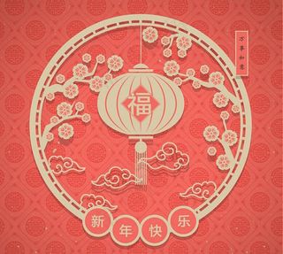 灯笼剪纸贺卡图片