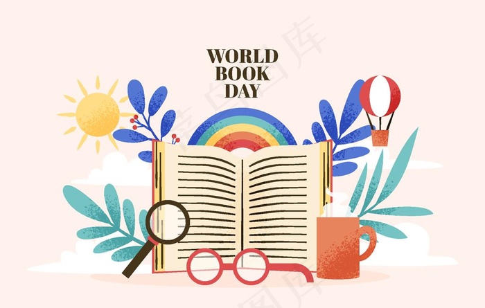 读书 书籍 场景 扁平 矢量图片