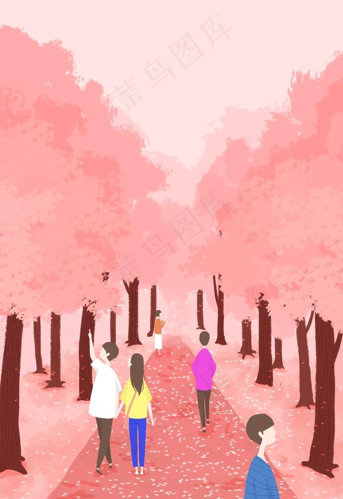 樱花插画图片(3545X5315(DPI:72))psd模版下载
