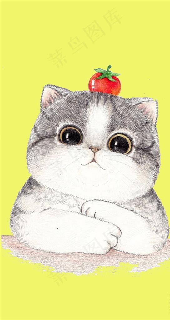手绘可爱小猫图片