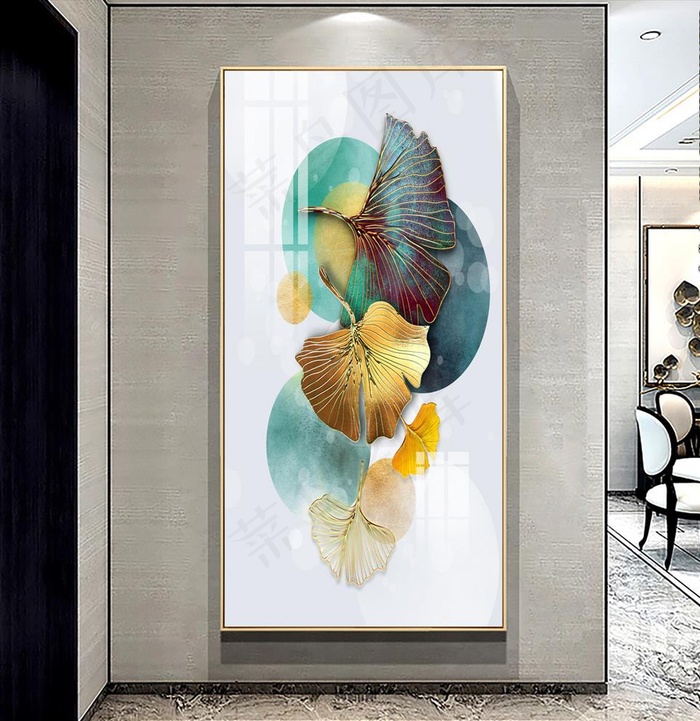 银杏叶玄关画图片