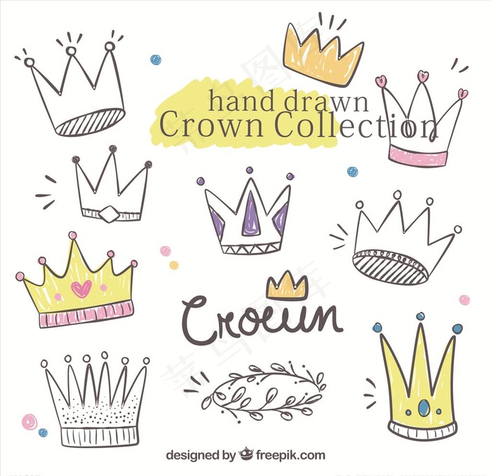 手绘的有趣的皇冠矢量设计素材图片