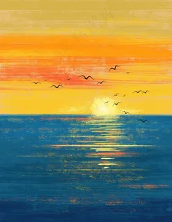 现代简约手绘油画海洋风景装饰画图片