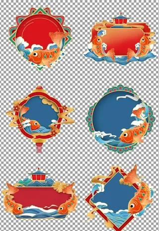 招财锦鲤中国风装饰边框图片